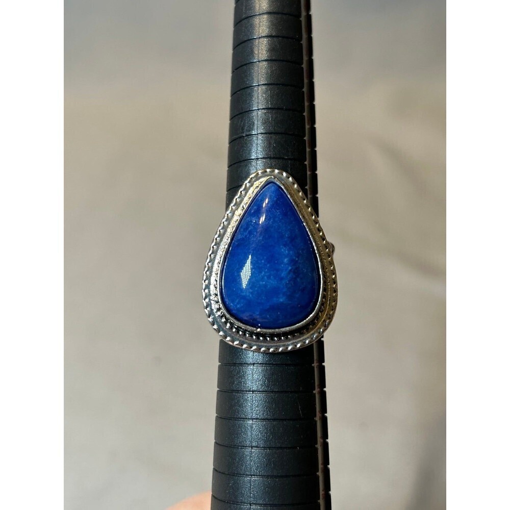 Paparazzi Silver Tone and Blue Stone Adjustable Stretch Ring